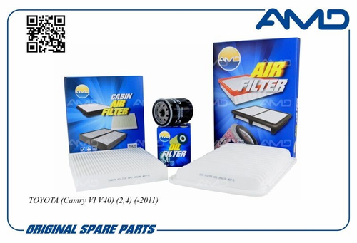 Комплект фильтров Toyota Camry V40 2.4 (-2011) (воздуш. + масл.+ салон.) (AMD)