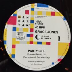 Винтажная виниловая пластинка LP Grace Jones Party Girl (Germany 1986) Maxi Single 45 RPM