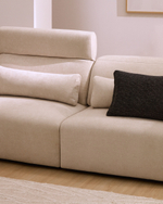 5-местный диван Lares с реклайнером и откидным подголовником из бежевого шенилла, 335 см