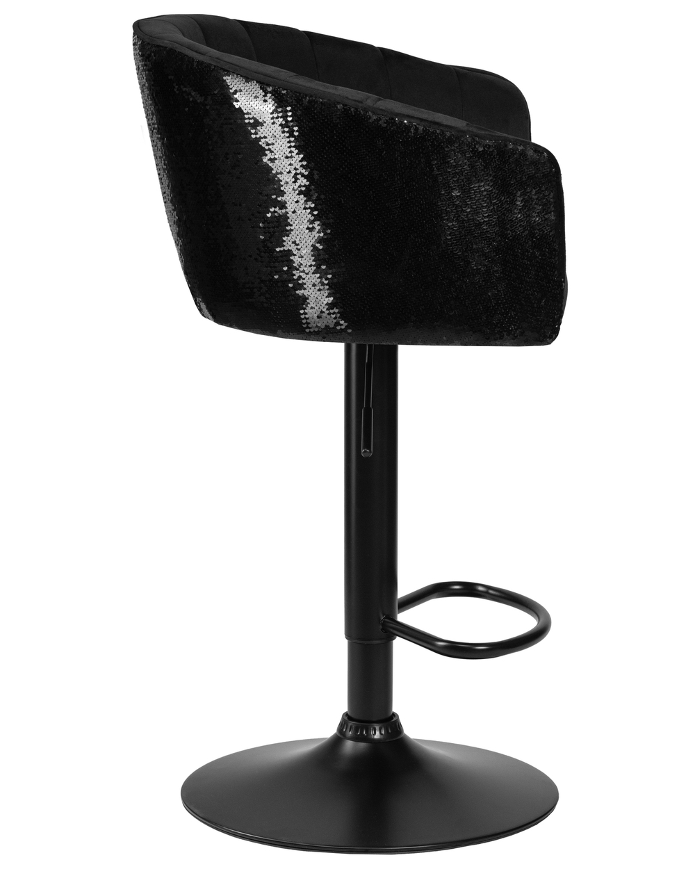 Стул барный DOBRIN DARCY BLACK SHINY, черный велюр с черно-золотыми пайетками