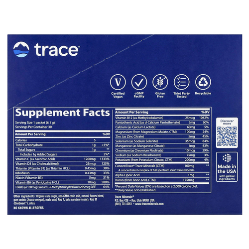 Trace, Power Pak, апельсин, 30 стиков по 6,1 г (0,22 унции)