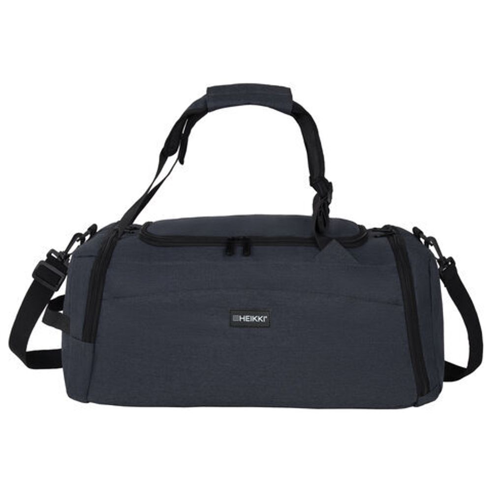 Сумка спортивная HEIKKI TRAVEL (ХЕЙКИ) с отд. для обуви, 7 карманов, темно-серая, 23х48х25 см, 272628
