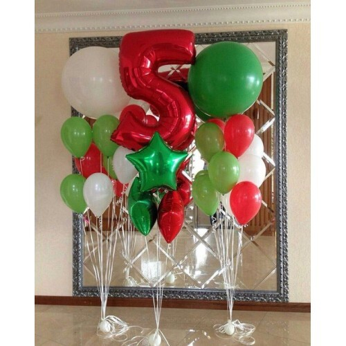 Облако шаров на 5 лет с Красной Цифрой