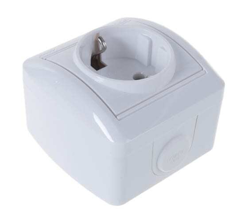 Розетка 1-местная LEZARD NATA 710-0200-122 с/з керамика О/П белый (866793)