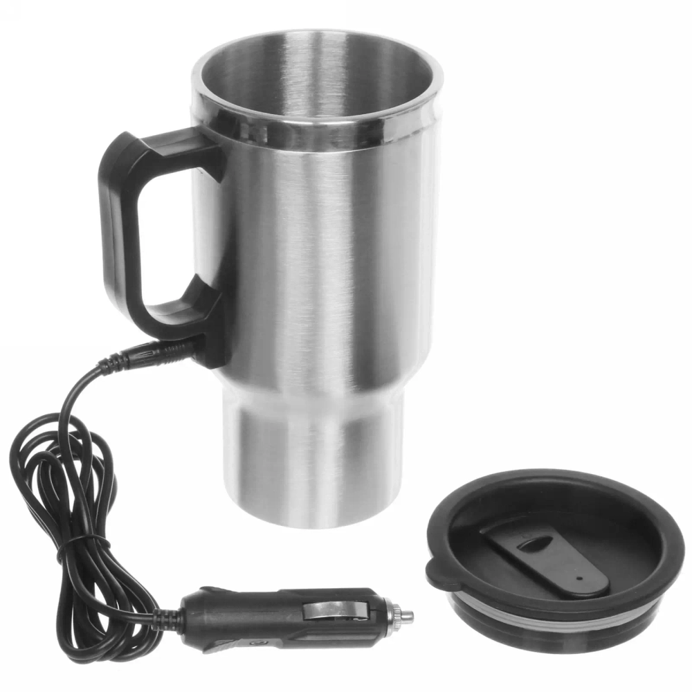 Термокружка 450мл, с подогревом от прикуривателя «Для крепкого...» Серп и молот