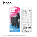 Зарядное устройство HOCO C134A 1USB 2.4A 12W + кабель TypeC Чёрный