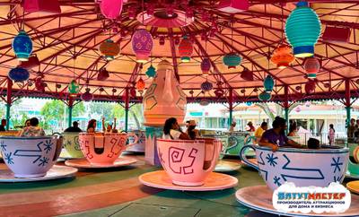 Аттракцион чашки «Карусель желаний» 10 чашек, 20 мест, 12×12×3,3 м