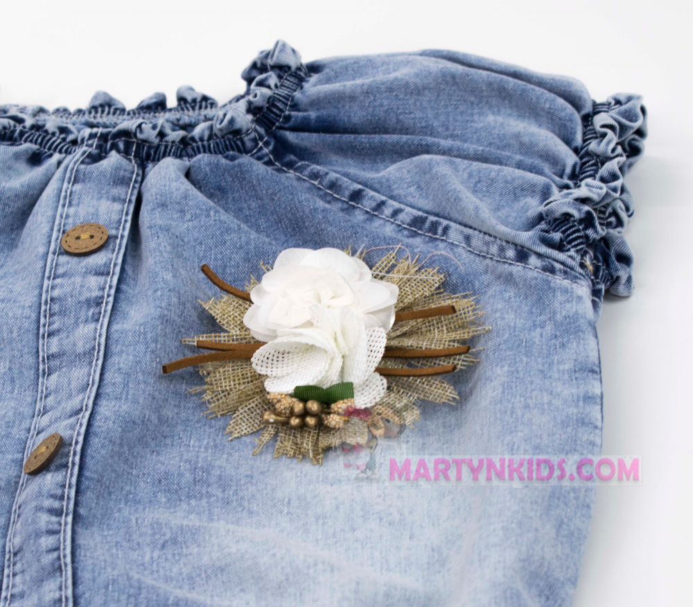 сарафан поясок-цветочек джинс 3337