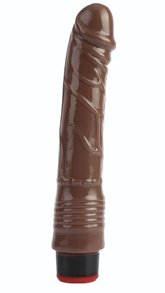 Коричневый вибратор-реалистик 9 Vibrating Dildo - 22,5 см. (Цвет: коричневый)