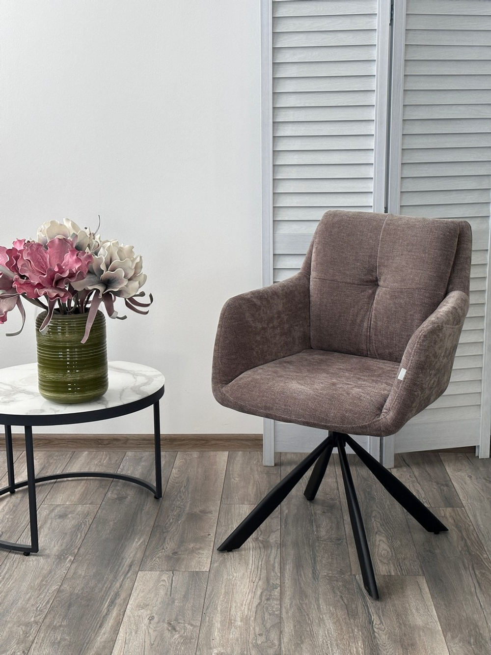 Стул М-City DISAUR Федерико Данс 180 Град. Поворотный, Nordic 35 Серо-Коричневый, Черный каркас