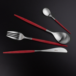 Набор столовых приборов на 6 персон 24 предмета Cutipol Mio matte red в подарочной упаковке