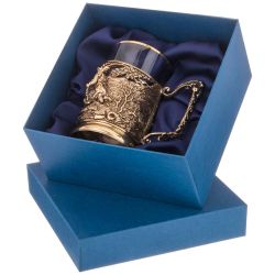 СТАКАН С ПОДСТАКАН "ОХОТНИКИ НА ПРИВАЛЕ" ЛАТУНЬ,ЖАРОПРОЧНОЕ СТЕКЛО С ПОЗОЛОЧЕННОЙ КАЕМКОЙ (КОР=1ШТ.)