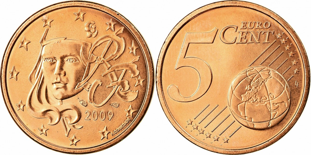Франция 5 евроцентов, 1999-2024 XF
