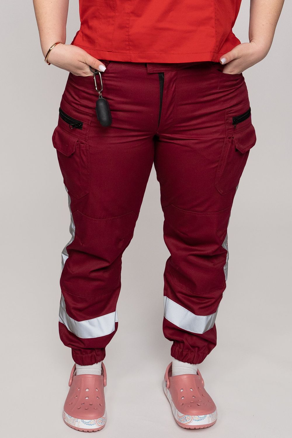 Брюки-джоггеры демисезонные женские Скорая помощь MedicLine цв. БОРДОВЫЙ