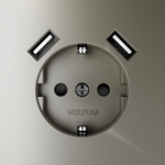 Розетка встраиваемая VOLTUM S70 с заземлением и защитными шторками, 16А, с USB, A+A, (шелк)