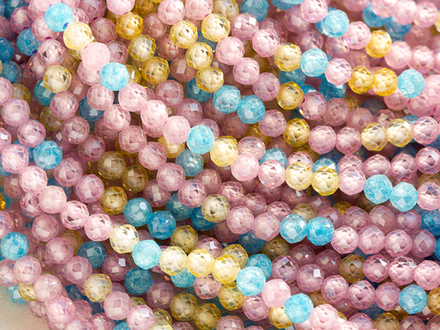 Фианиты микс 3,2мм, огранка (нить бусин)