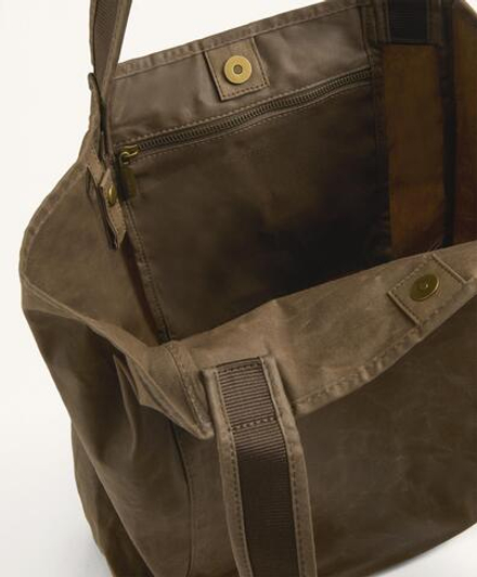 OYSHO Вощеная сумка-шоппер, темный хаки