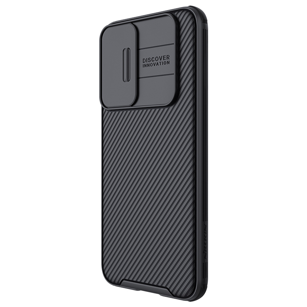 Чехол черный на Samsung Galaxy S22+ Плюс от Nillkin, серия CamShield Pro Case, с сдвижной крышкой для камеры