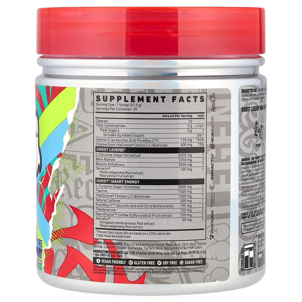 Ghost, Legend®, предтренировочный комплекс, голубая малина, 645 г (22,8 унции)