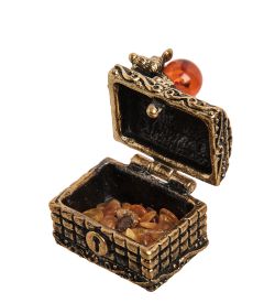 Народные промыслы AM-1346 Фигурка «Сундучок Зубастика» (латунь, янтарь)
