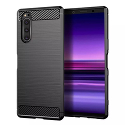 Чехол на Sony Xperia 5 цвет Black (черный), серия Carbon от Caseport