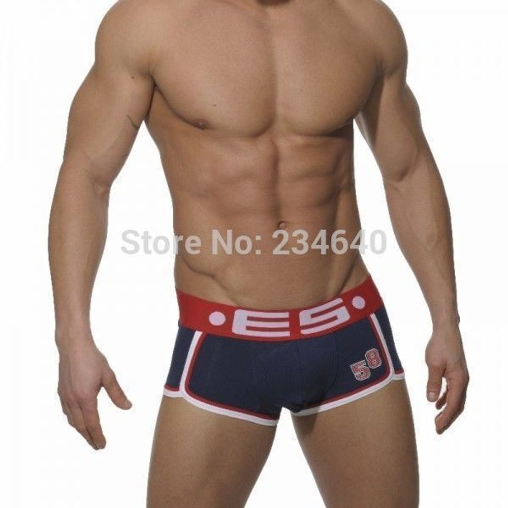 Мужские трусы хипсы темно-синие с красным поясом ES Blue 58 Boxer