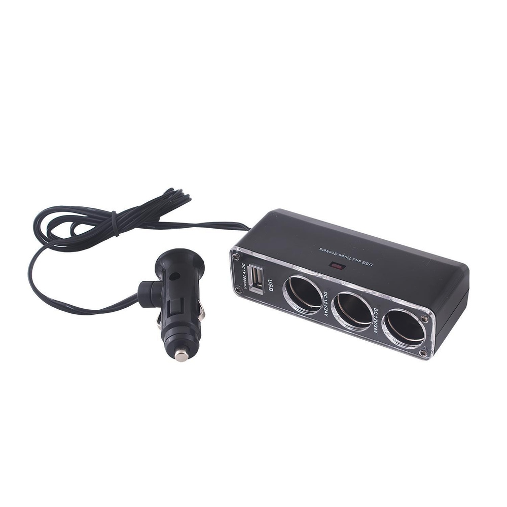 Прикуриватель 3 гнезда 12 В USB 2 А предохранитель 10 А серебристый Skyway