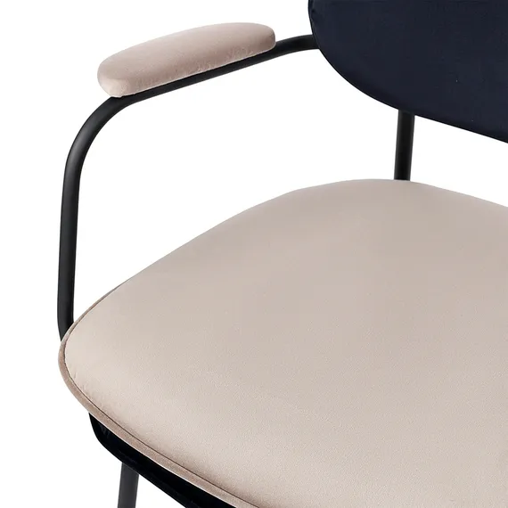 Стул с подлокотниками Pea, велюр, темно-синий/бежевый