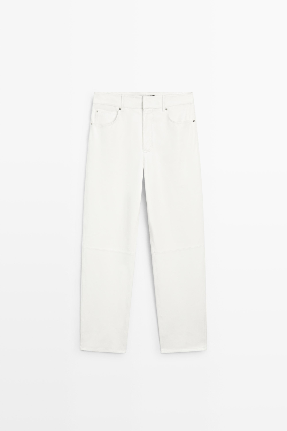 Massimo Dutti Брюки прямого кроя из кожи, белый
