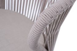 "Милан" стул плетеный из роупа, каркас алюминий (RAL1001), роуп бежевый круглый, ткань бежевая