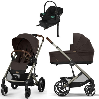 Коляска Cybex Balios S Lux TPE complete Aton S2 Moon Black Base One 4 в 1 Chocolate Brown с дождевиками
