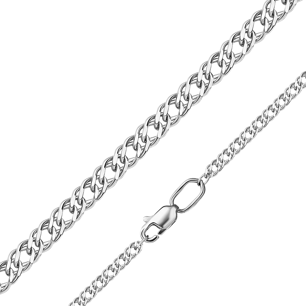 Цепь из белого золота с алмазной гранью (плетение «Двойной ромб»)