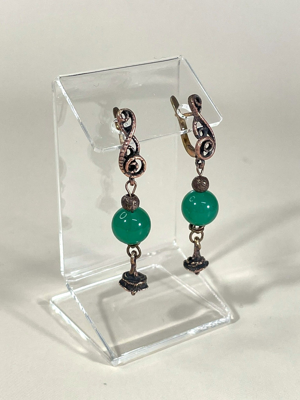 Серьги Завиток и нефрит