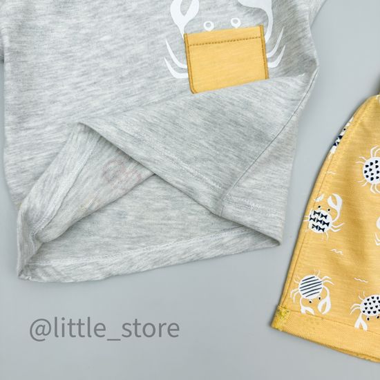 Комплект хлопковый "Cool crab" серый/желтый