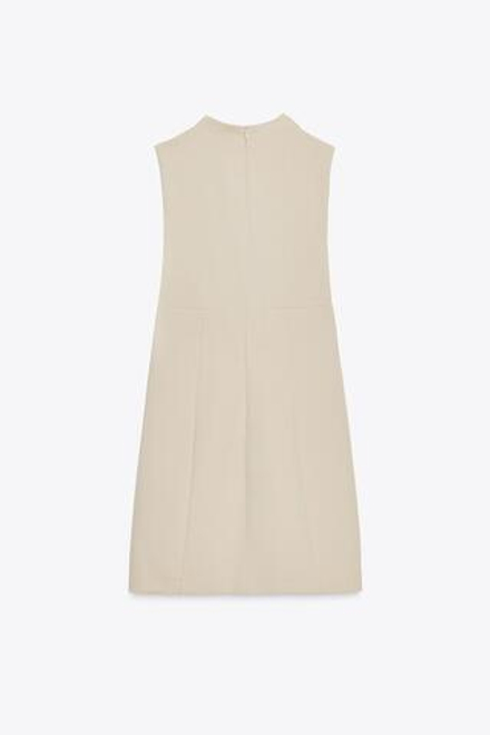ZARA КОРОТКОЕ ПЛАТЬЕ С ДРАПИРОВАННЫМ ВЫРЕЗОМ, БЕЖЕВЫЙ