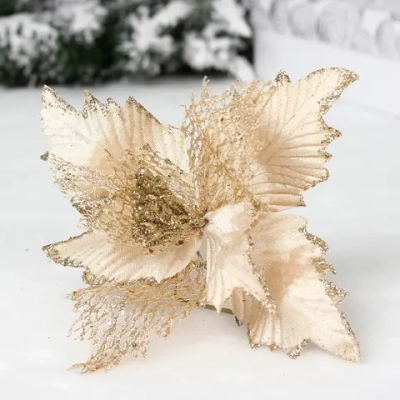 Украшение новогоднее «Пуансеттия - Сказка» 23 см, Шампань