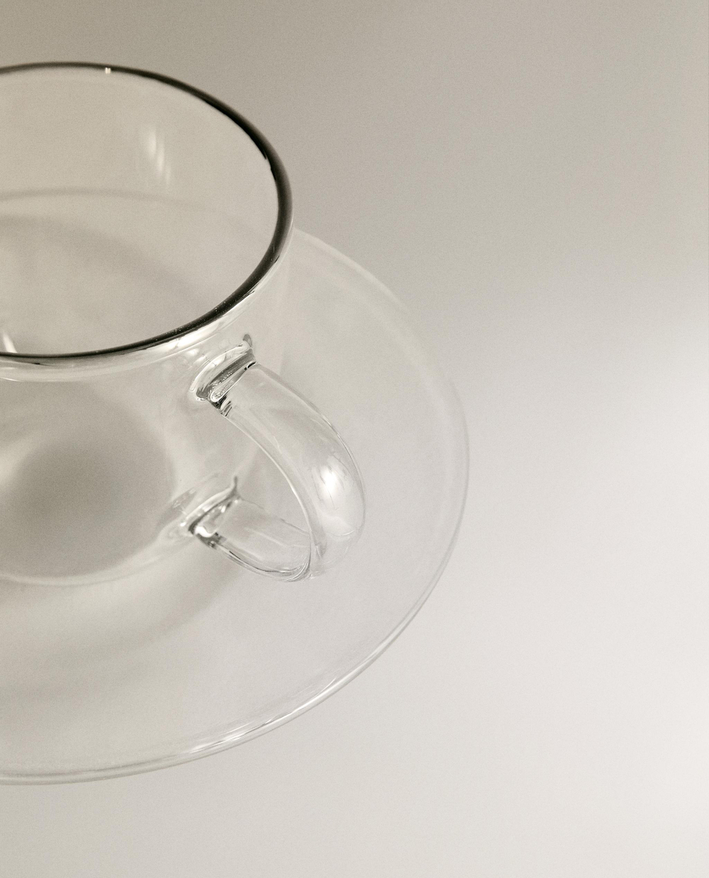 Zara Home чайная пара из боросиликатного стекла, цвет серебристый, 15 см