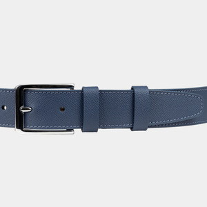 Ремень мужской 40 мм из кожи сафьяно, синего цвета