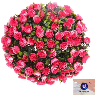 Искусственное растение шар «Самшит» цветы фуксия D-23см Ultramarine