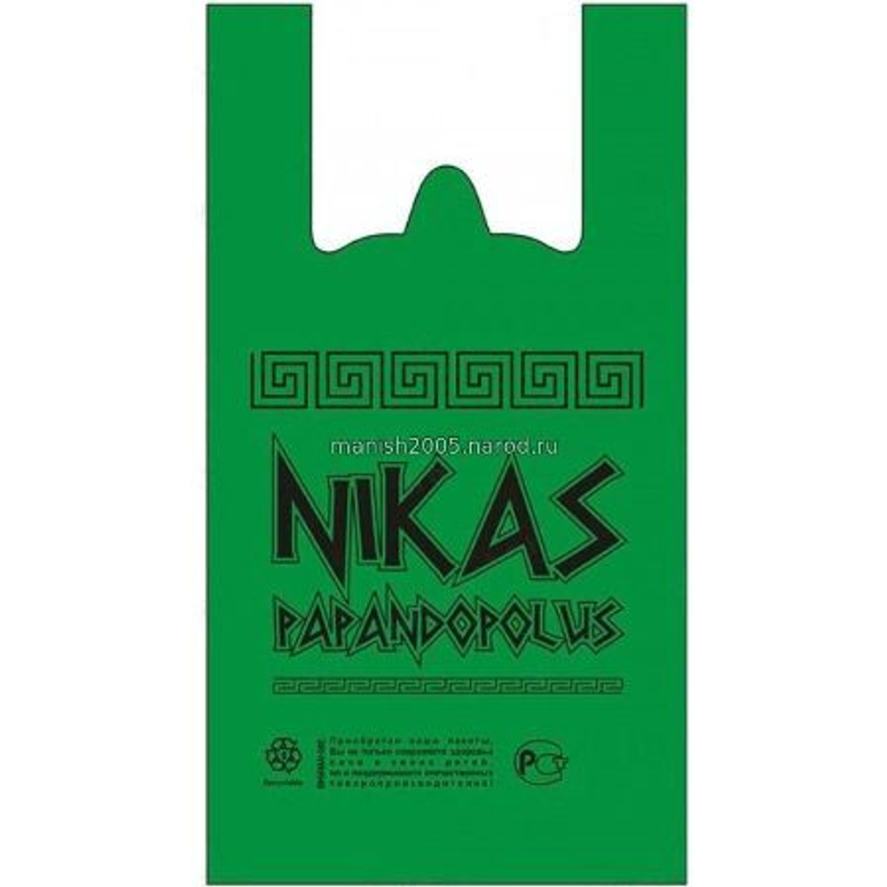 Майка 30+15*55см 20мкм "НИКАС"1/100шт зеленый