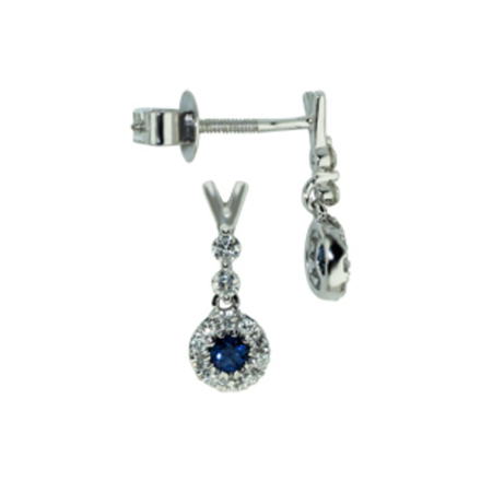 Серьги с сапфиром Белое Золото 585 пробы GL-ER25131SLS