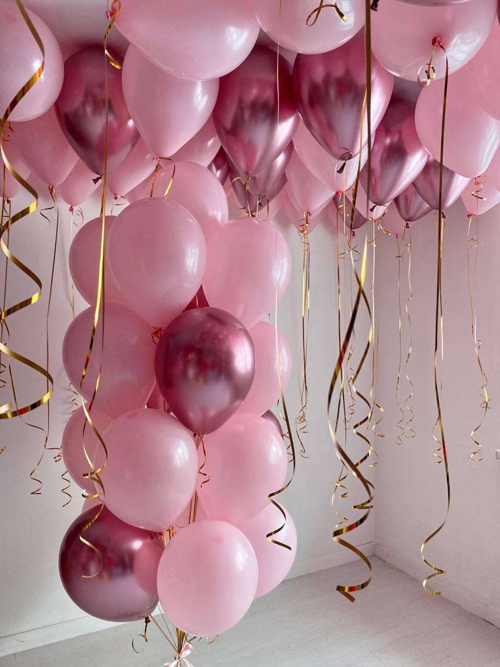 Воздушные шары розовые (фонтан из 20шт, под потолок 40шт) №2616