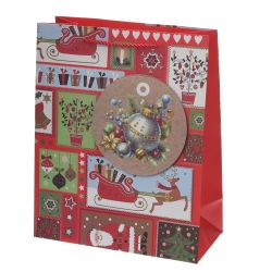 GAEM Пакет подарочный M (бумага 210г/м2, блок 12шт), L26 W12 H32 см, 4в.