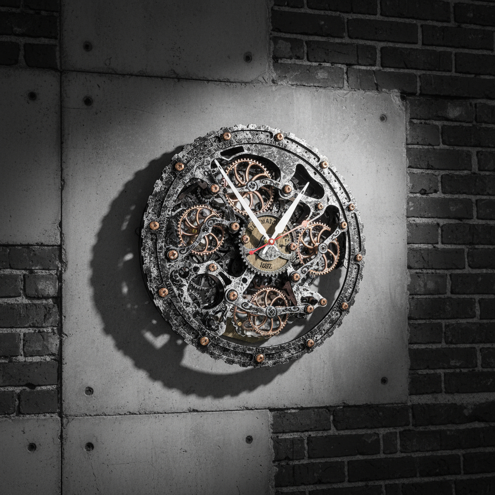 Автоматон Bite 1682 Circle Старый металл – настенные часы в стиле стимпанк