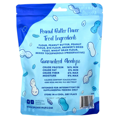 Spunky Pup, All Natural Dog Treats, хрустящее печенье, хрустящее арахисовое масло, 283 г (10 унций)