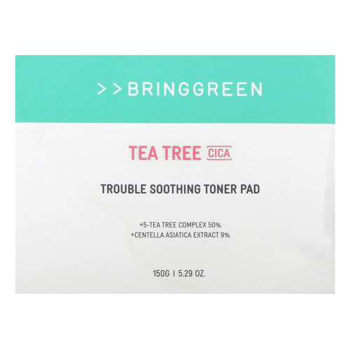 Bringgreen, Tea Tree Cica, успокаивающий тонизирующий диск для проблем, 150 г (5,29 унции)