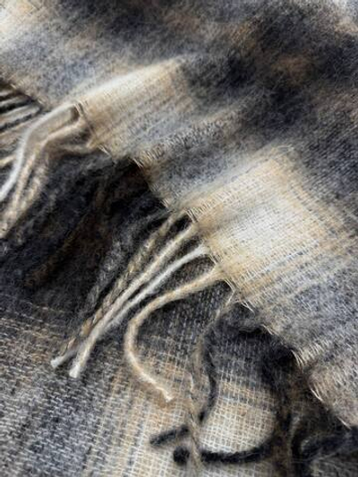 Купон альпака с мохером, шерстью и п/а в песочно-коричневую клетку