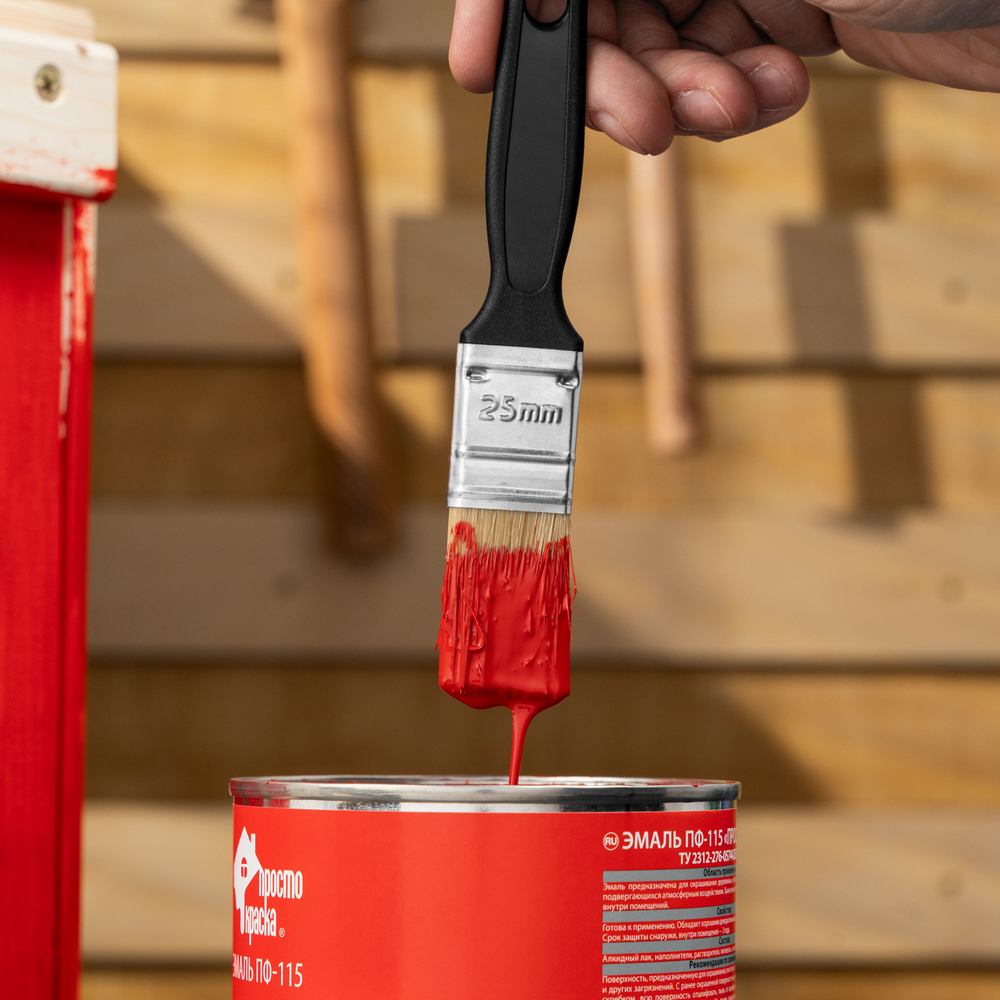 Кисть флейцевая "Стандарт", 25 х 6 мм, натуральная щетина, пластиковая ручка Сибртех 82502