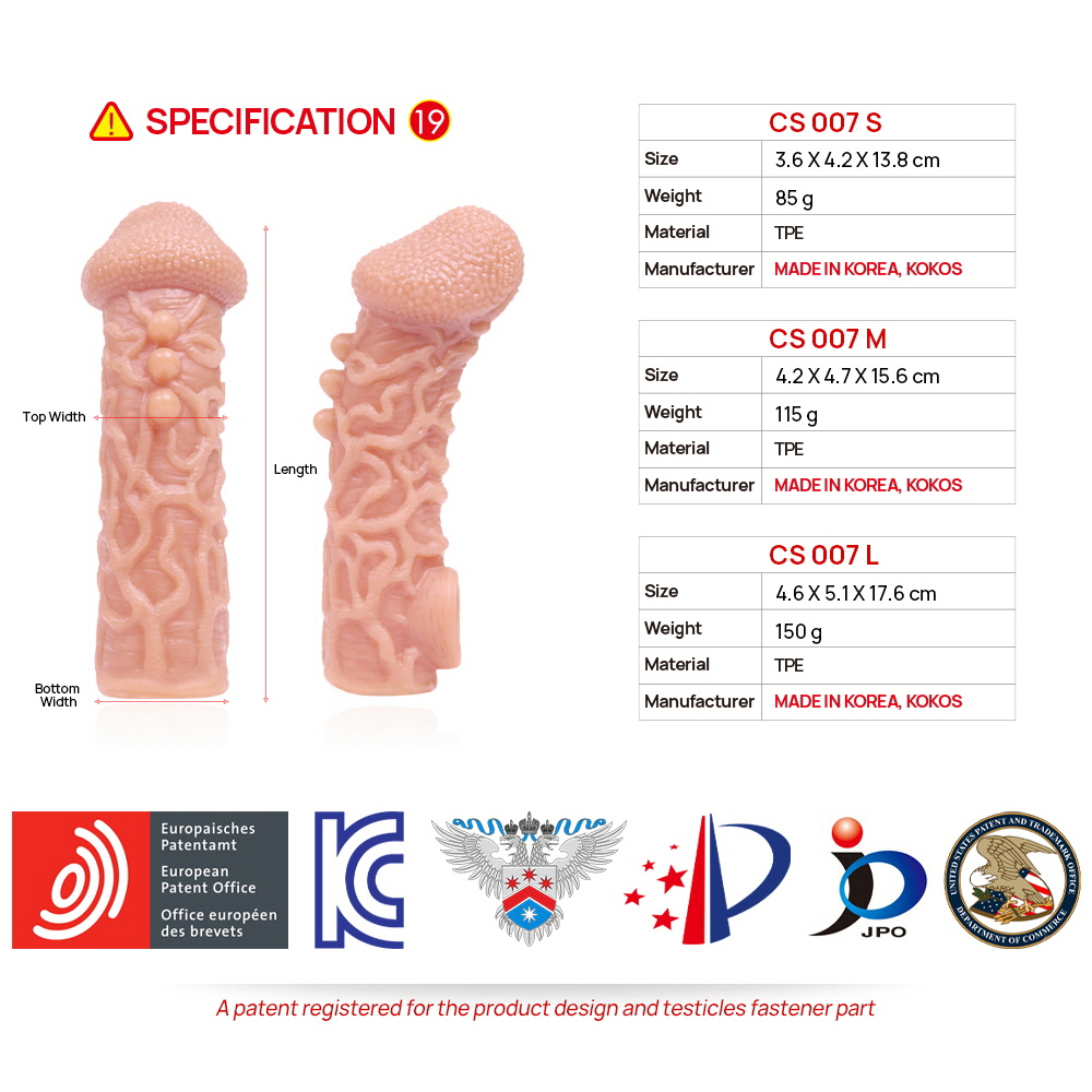Насадка на пенис Cock Sleeve телесная рельефная KOKOS CS-007-S