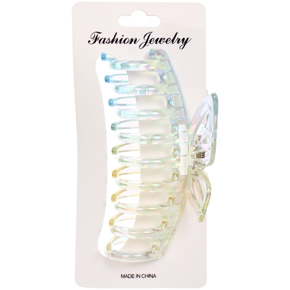 Заколка-краб для волос «Мон Пион», бабочка, микс 6 цветов, 11см (Блистер)